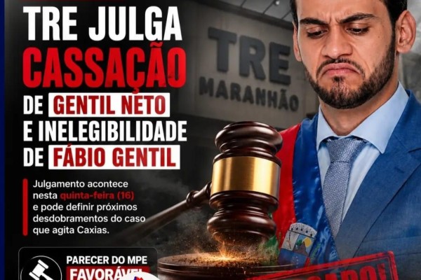 O Tribunal Regional Eleitoral (TRE) pautou para esta quinta-feira (16) o julgamento do processo que cassou o mandato do prefeito de Caxias, Gentil Neto, e declarou o ex-prefeito Fábio Gentil inelegível.