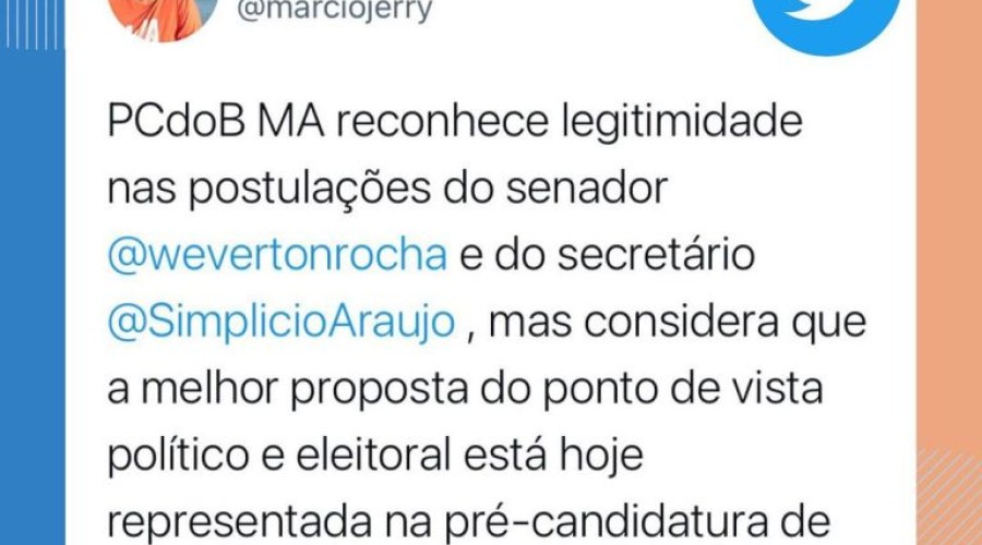 Reconhecendo legitimidade de Weverton e Simplício, Márcio Jerry reitera apoio do PCdoB a Brandão