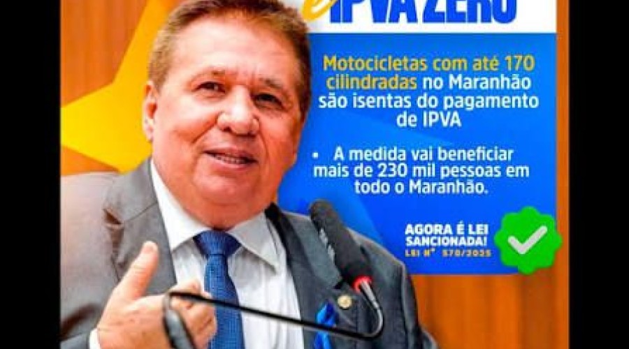 Em primeiro programa eleitoral, Ariston destaca isenção do IPVA para mais de 200 mil motociclistas