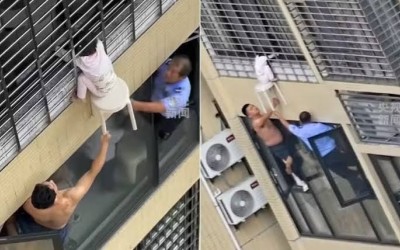 Vizinhos ajudam a salvar menina pendurada em janela de 12º andar na China